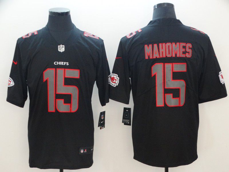 Men Kansas City Chiefs 15 Mahomes Nike Fashion Impact Black Color Rush Limited NFL Jersey